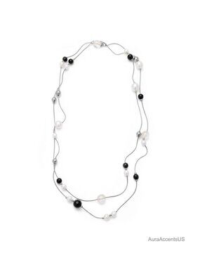 Pearl Beaded Layered Necklace 55" Gold Plated Sweater Chain